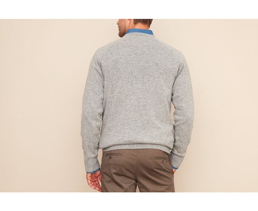 Pull homme en laine col rond Gris chiné - CONNIC