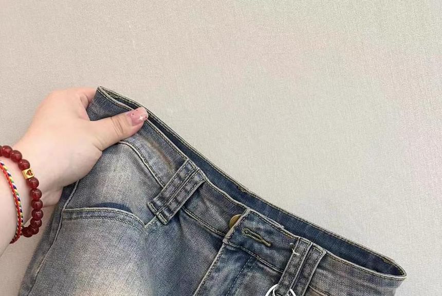 Eiffekee - Hoge taille gewassen denim hotpants