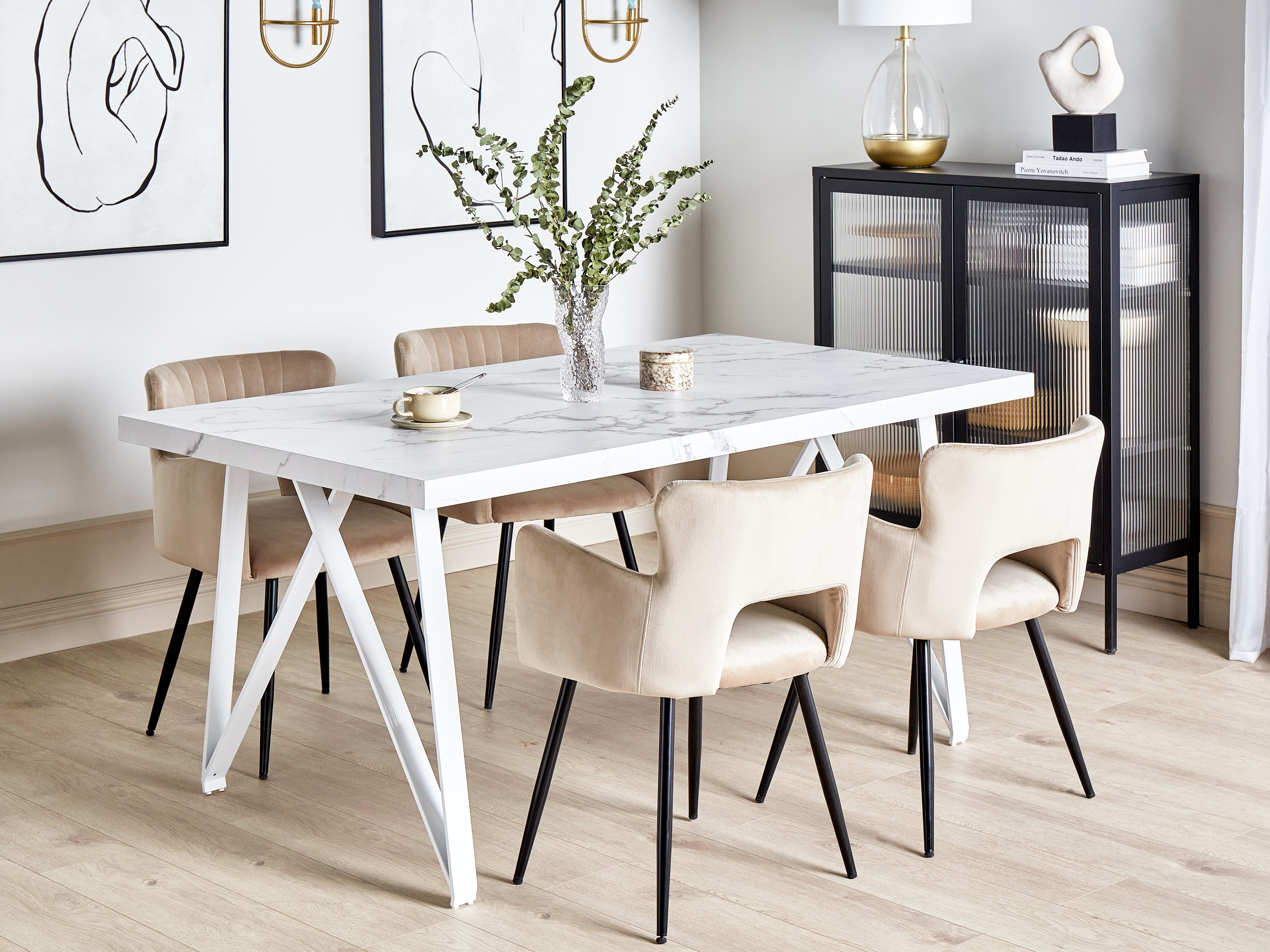 Eettafel GRIEGER Wit marmer 90 cm 160 cm