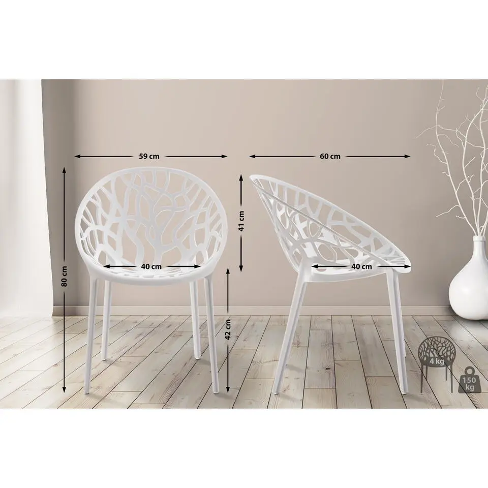 CLP Set van 2 Tuinstoel Hope Kunststof - wit