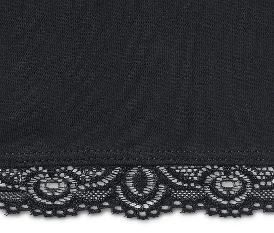 3/4-Leggings mit Spitzenborte, schwarz