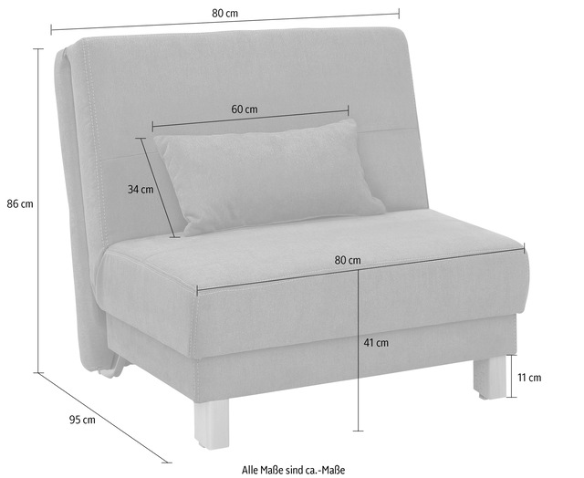 Home affaire Schlafsofa »Gina« vom Sofa zum Bett mit einem Handgriff, in 4 Breiten, Nierenkissen