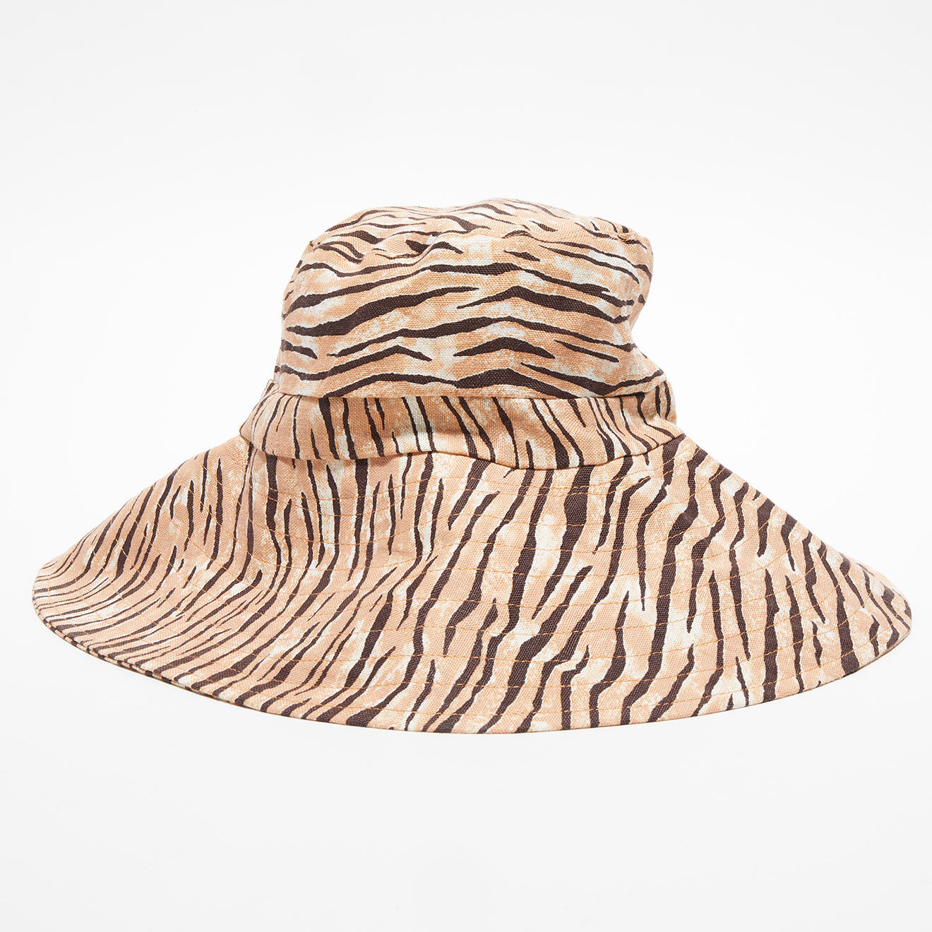 Faithfull the Brand Chapeau 100% Lin imprimé Animal beige/marron