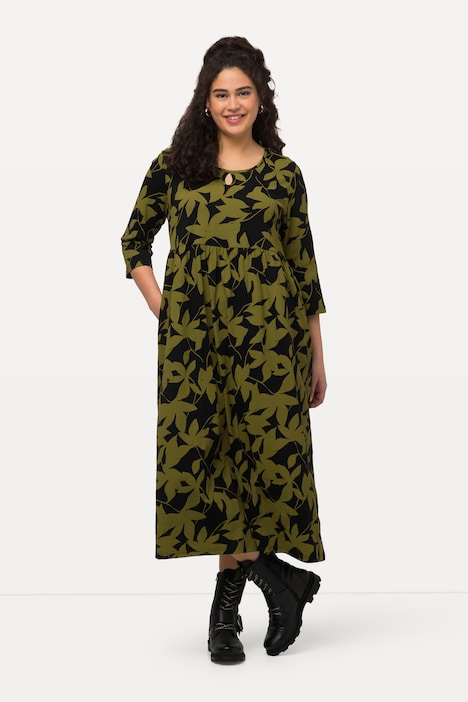 Jerseykleid, A-Linie, Taschen, Rundhals, 3/4-Arm