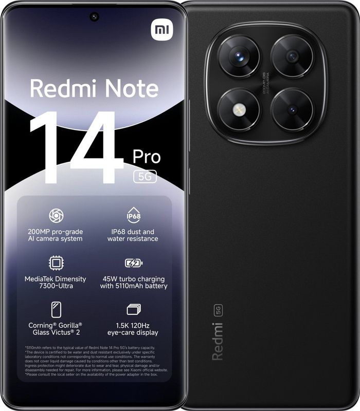 Redmi - Note 14 Pro 5G - Mobiele Telefoon - Zwart - 256GB