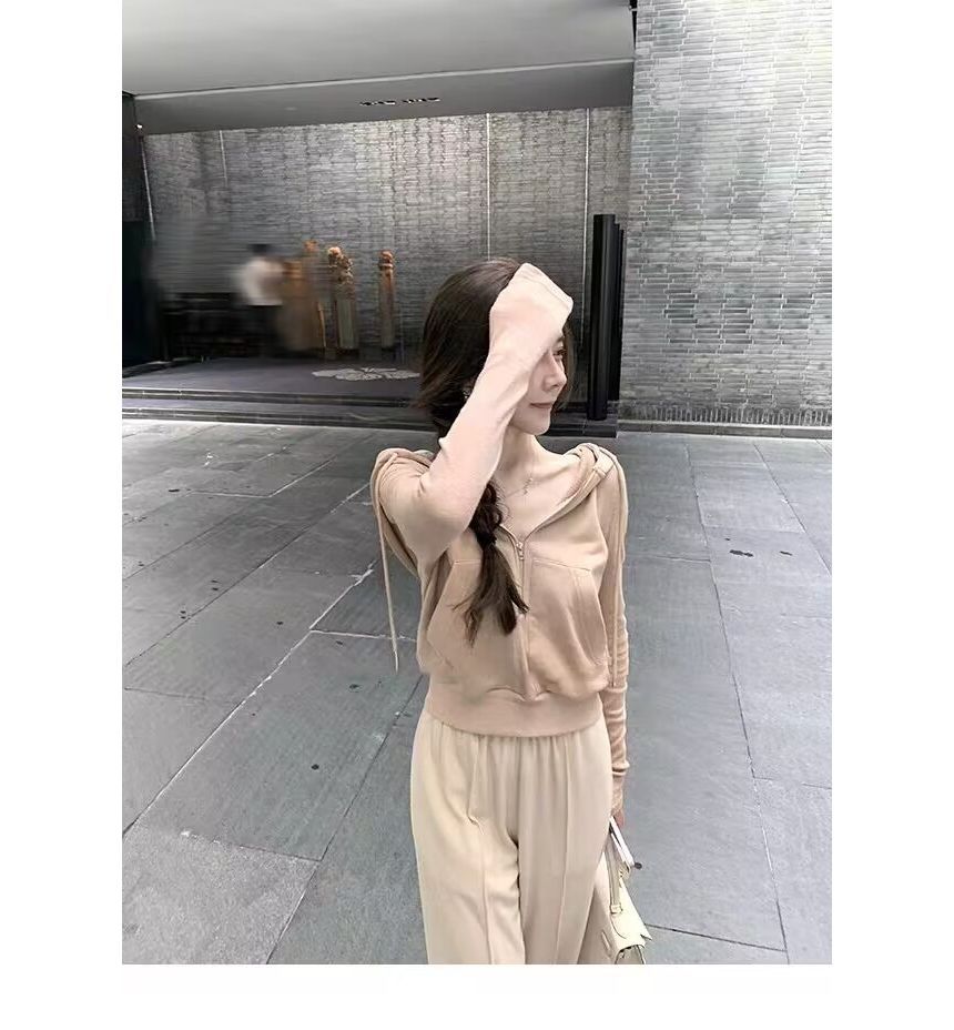 ISSOL - Set: Half-Zip Plain Hoodie + High Rise Wide Leg Broek