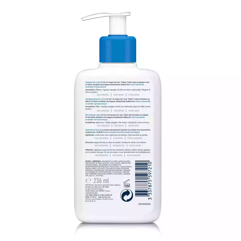 Lait Hydratant visage et corps pour les Peaux Sèches à Très Sèches - 236ml