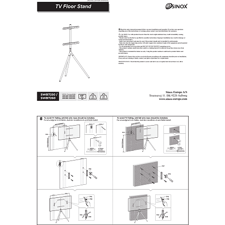 Sinox TV gulvstand 3 Feet Lux BL SWB7250 45