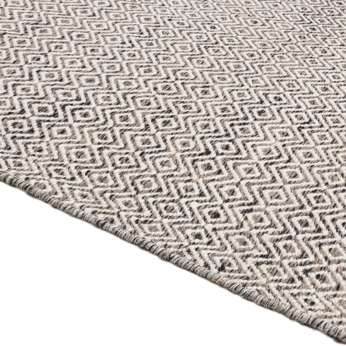 Omkeerbaar wollen vloerkleed in Scandinavisch design, tweezijdig Scandinavisch natuurgrijs, 55x80 cm