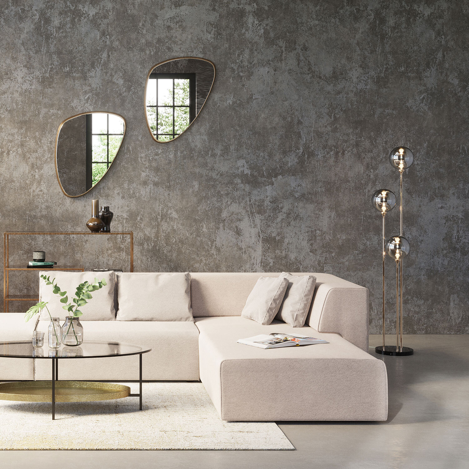 KARE DESIGN Retrofit Stehlampe AL CAPONE TRE 176 cm goldfarbig