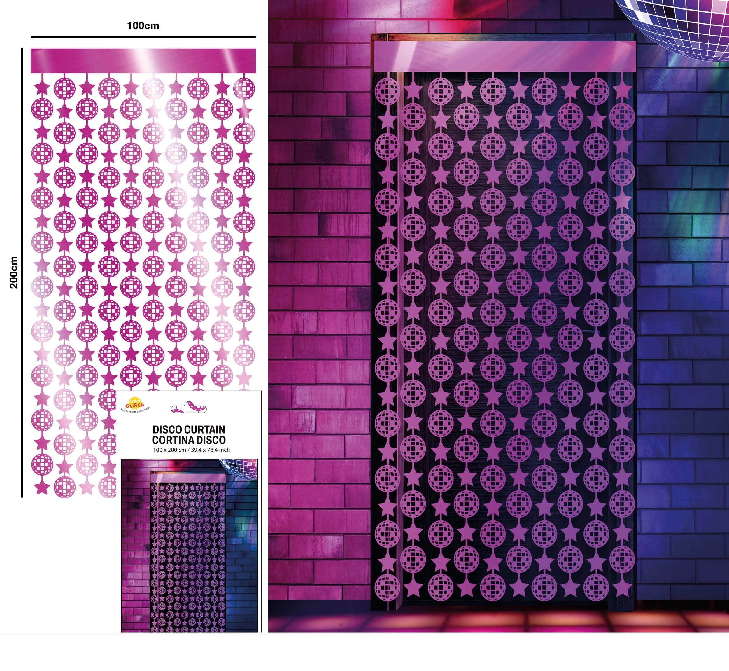 Disco 70S Deurgordijn Roze Metallic 2m