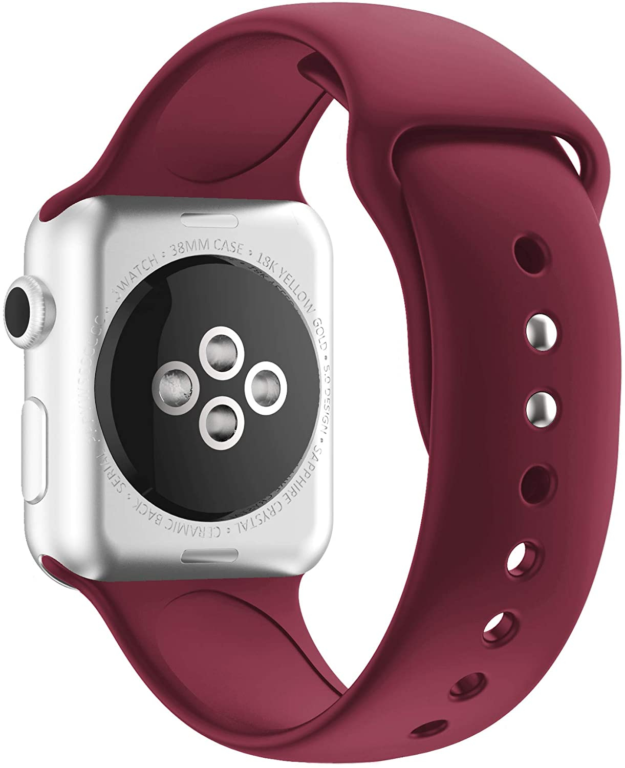Apple Watch (49/46/45/44 mm) Silikon Sport Armband mit Doppelverschluss (Gelenkumfang: 175-205mm) - Dunkelrot