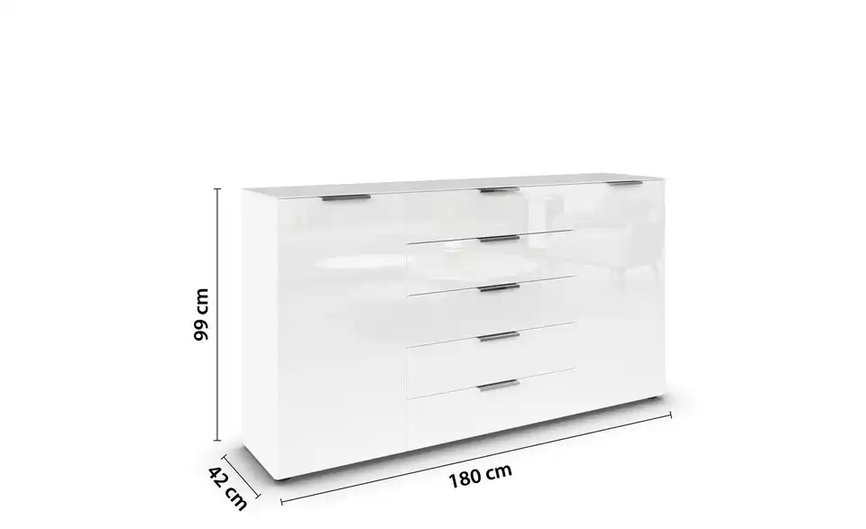 Sideboard verchromt 180 cm Weiß