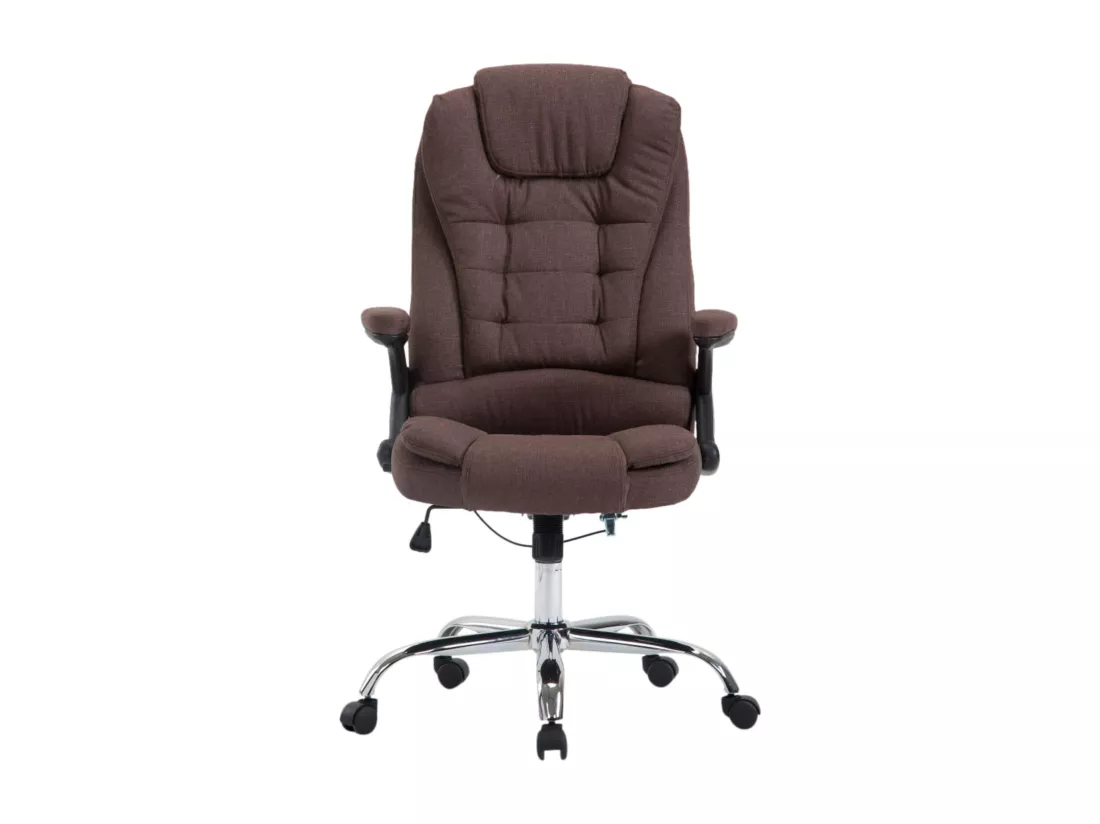 Chaise de bureau - Tissu & Métal chromé - Marron - Thor