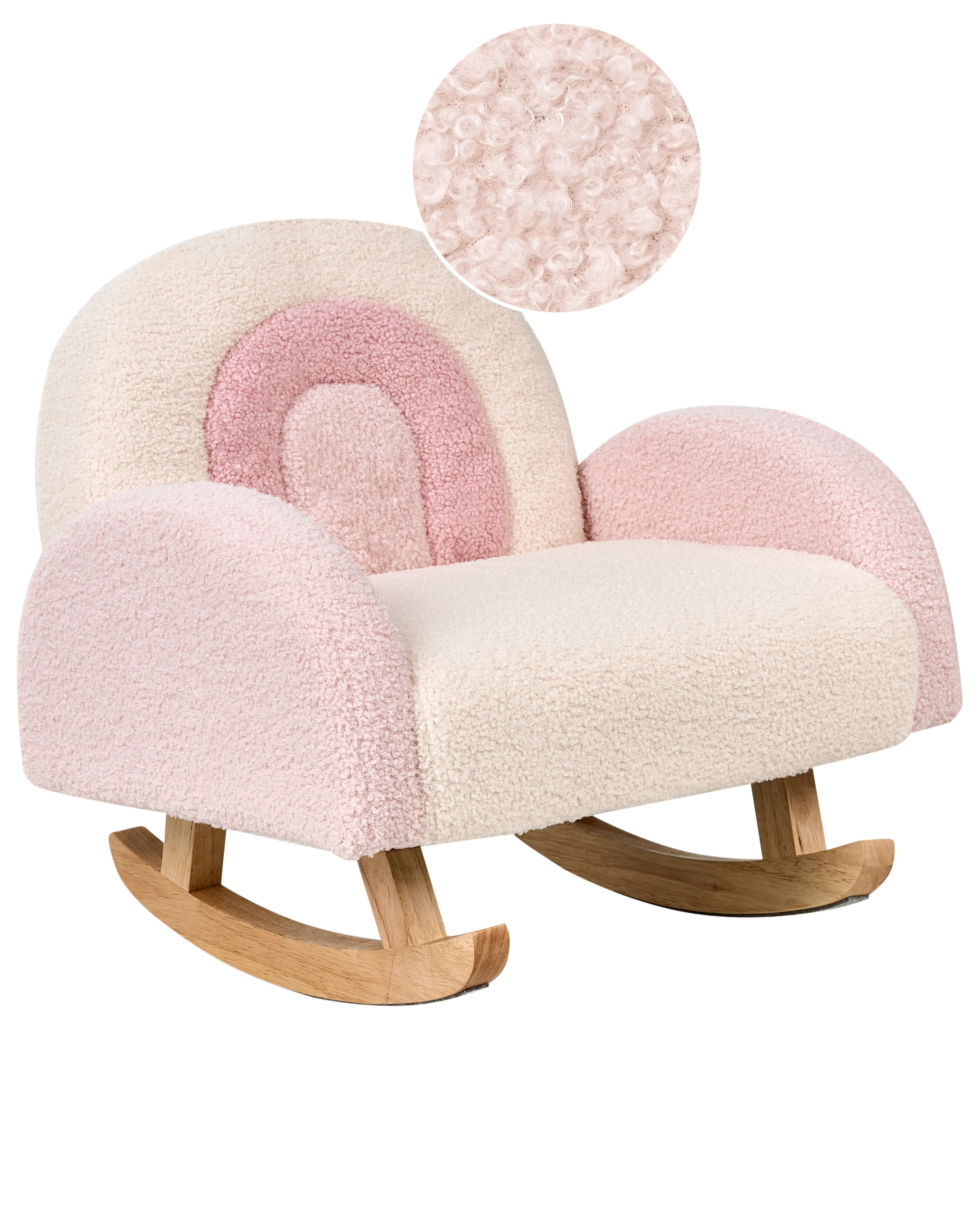 Kinderschommelstoel Regenboog OMBO Bouclé Pastelroze