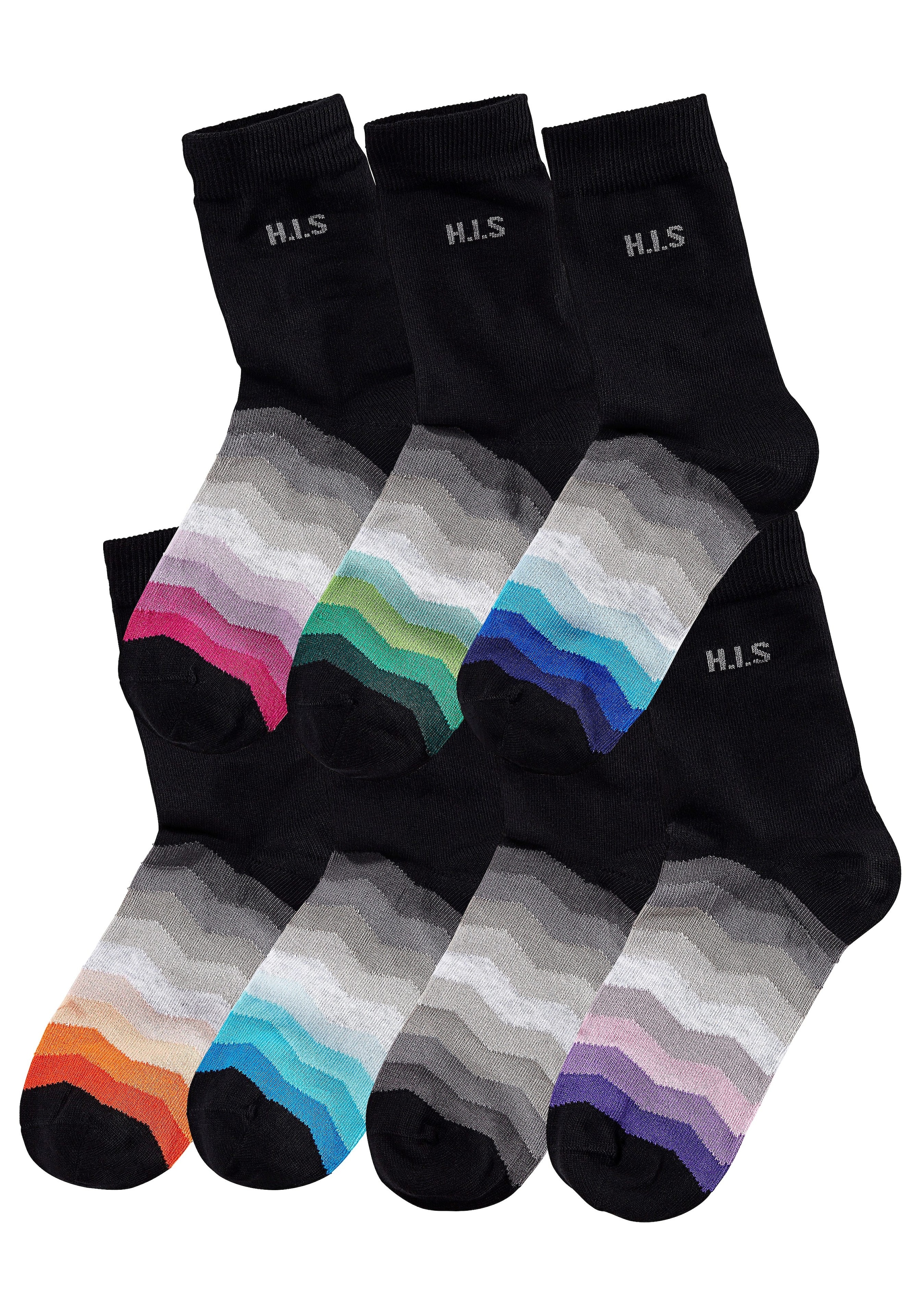 H.I.S Basicsocken Packung, 7 Stk. tlg. mit schwarzem Schaft