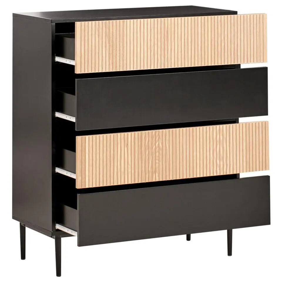 BLYTHE- Ladekast 4 lades - Zwart/Bruin - MDF