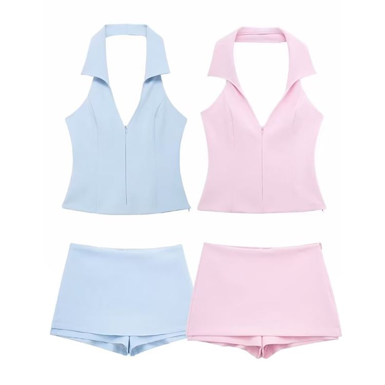 SugaYuja - Halterkraag Tanktop / Skort / Set