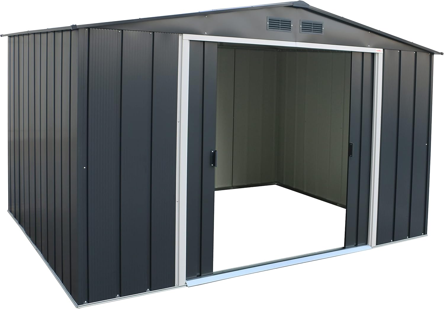 Duramax ECO 10 x 8 (7.28 m²) Metallgerätehaus, feuerverzinktes Metall gerätehaus - Geräteschuppen, verstärkte Dachkonstruktion, wartungsfreier und wetterfester Metallschuppen, Anthrazit