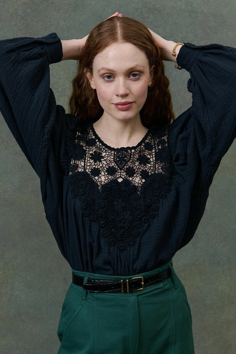 LOUISE MISHA<br>Blusa de algodão com bordado, RIYA