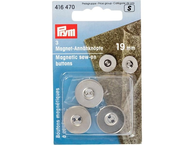 Prym Knöpfe Magnet-Annähknopf Silber, 19 mm Knöpfe aus Metall zum Annähen