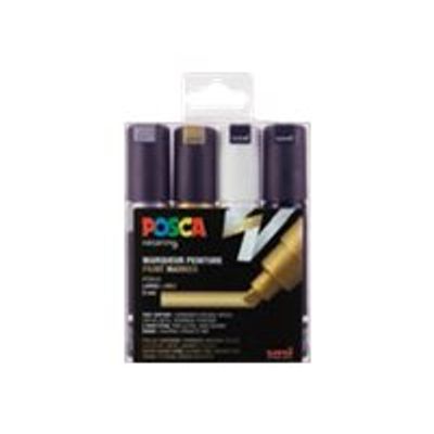 Posca - 4 Marqueurs peinture pointe large - couleurs assorties