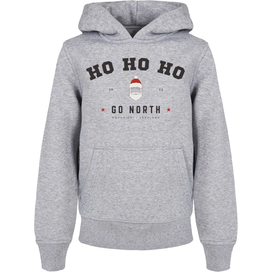 F4NT4STIC Basic Kids Hoodie Ho Ho Ho Santa Claus Weihnachten heathergrey