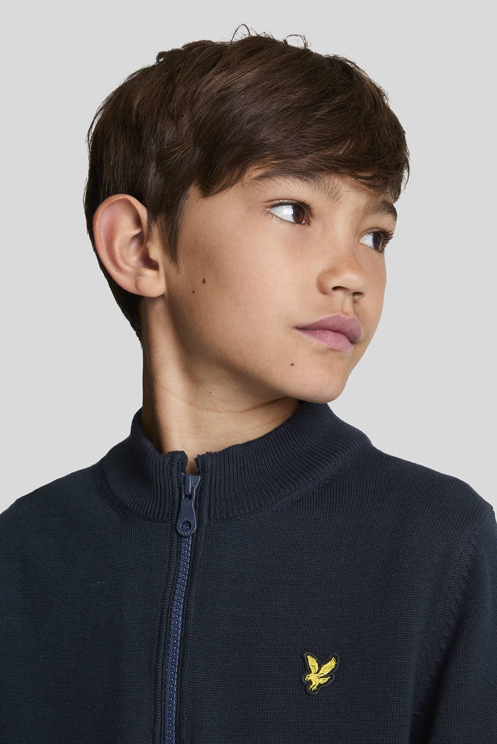 Lyle & Scott trui donkerblauw fijn gebreid