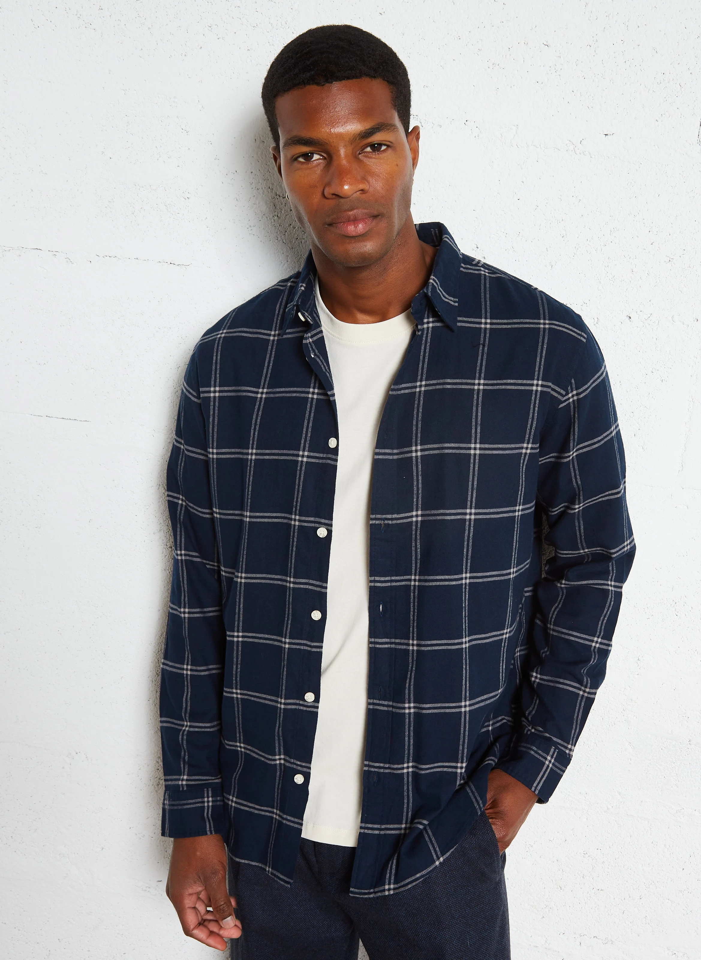 Chemise regular col classique en coton | Bleu