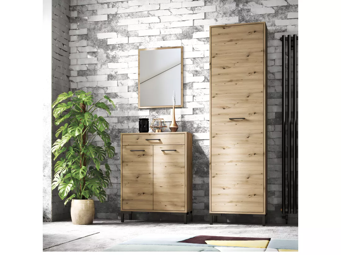 Meuble à chaussures 2 portes 1 tiroir Liora Bois