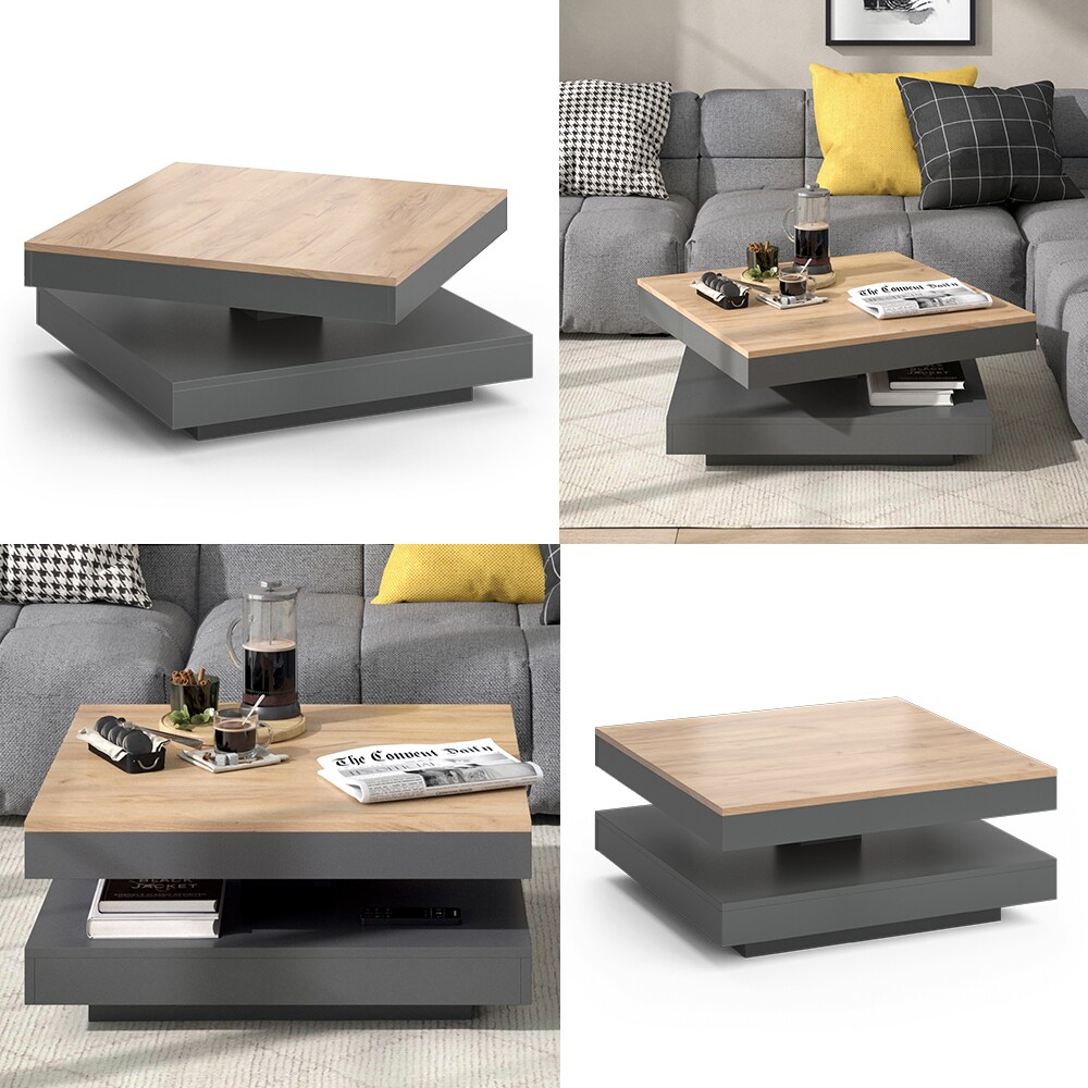 Vicco Couchtisch Sofatisch Beistelltisch Elias Anthrazit/Goldkraft Kaffeetisch