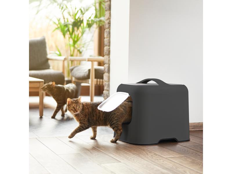 Rotho Katzentoilette Biala, Anthrazit Katzenklo aus recyceltem Kunststoff