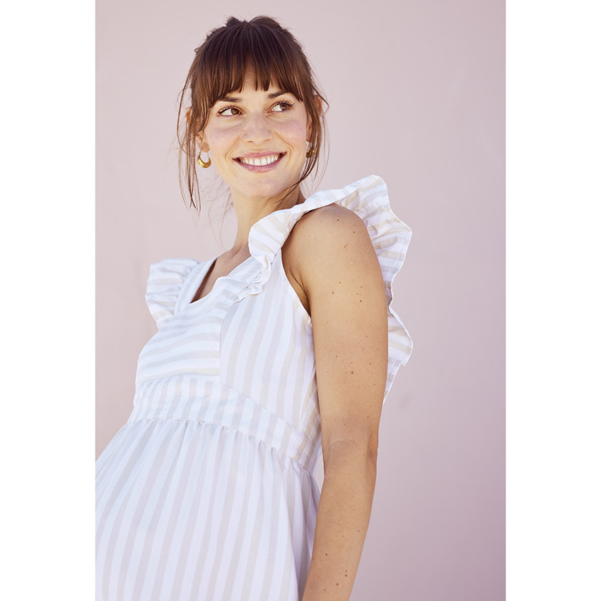 Robe courte de cérémonie adulte rayée avec dos ouvert