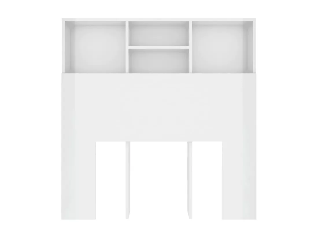 Armoire de tête de lit Blanc brillant 100x19x103,5 cm