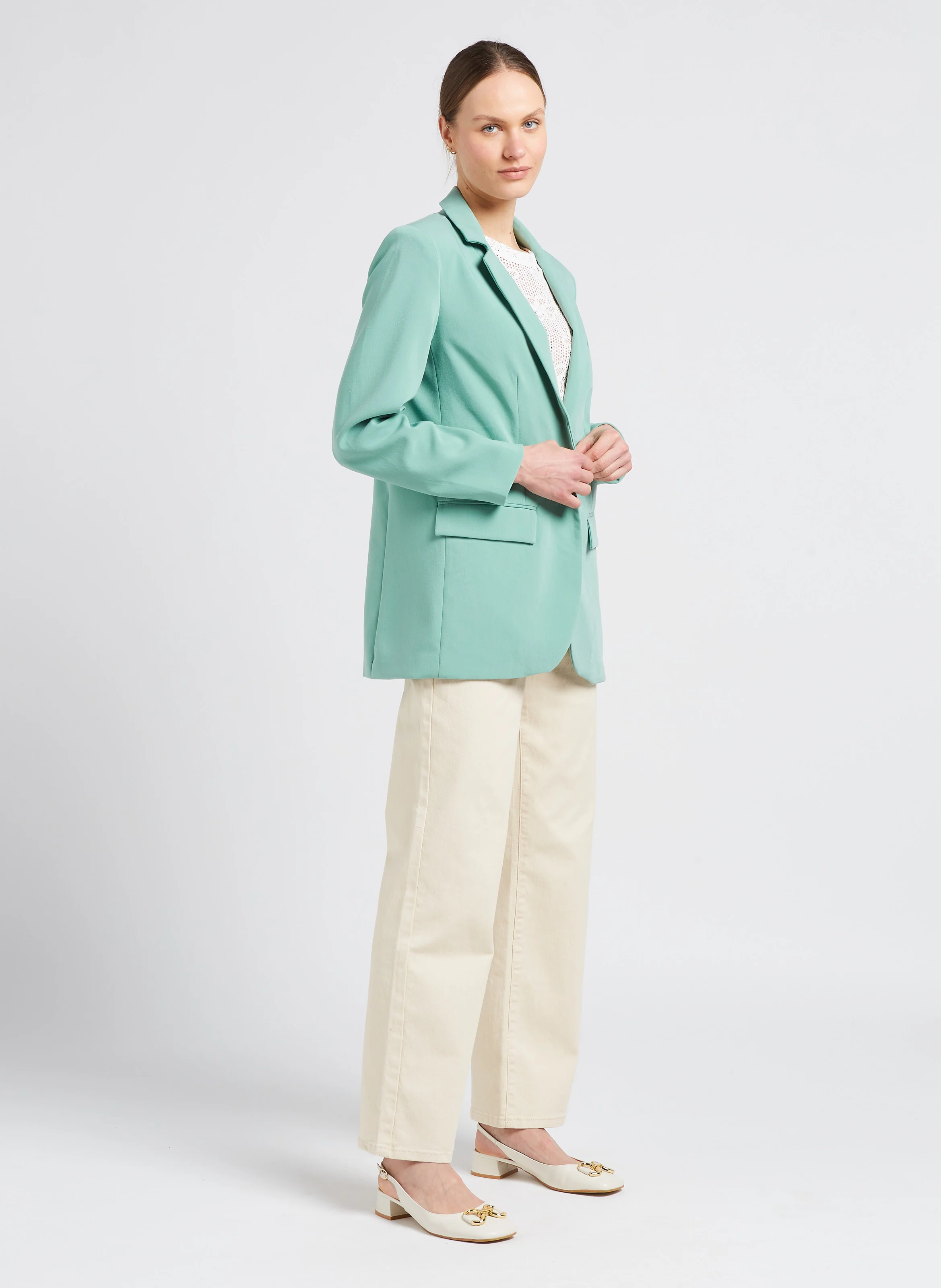 MARINA - Jean large en coton| Beige