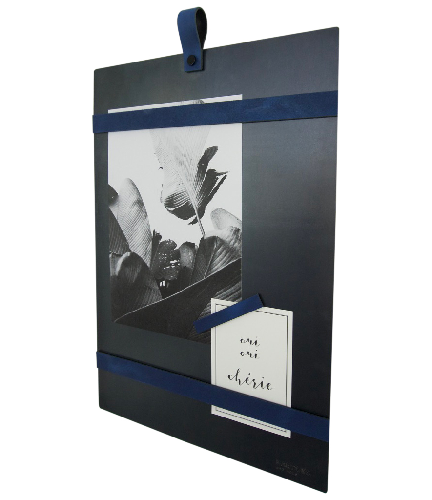 Magneetbord met magneetstrips Leer: Blauw (inclusief 6 leren magneetstrips)