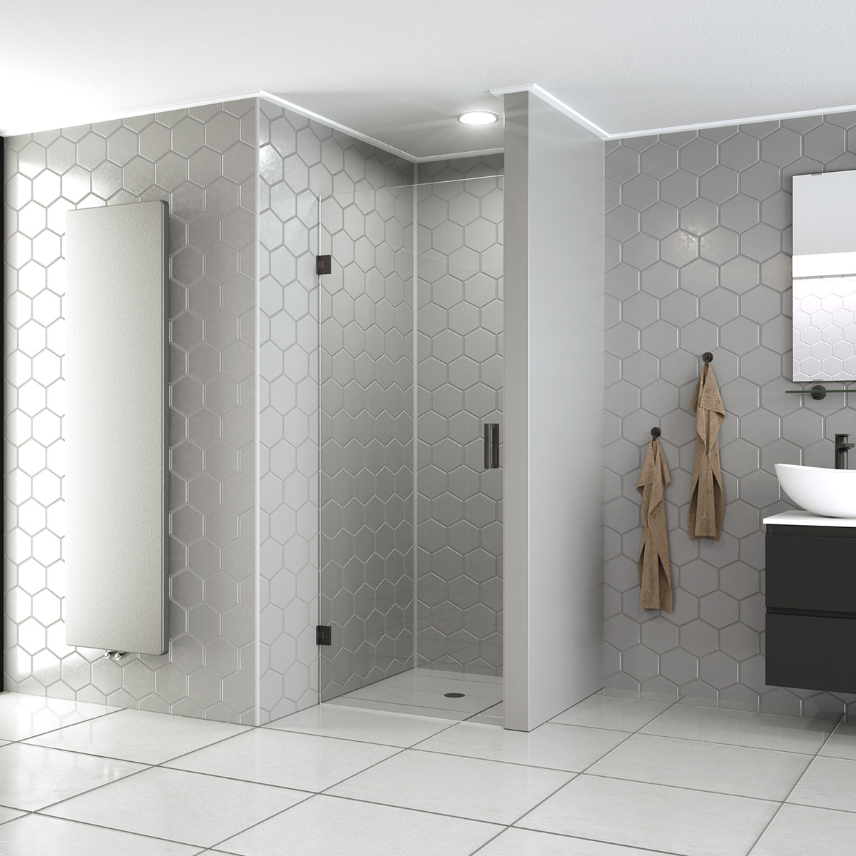 Saniclear Modern Iron profielloze douchedeur 80x200 verouderd ijzer - gunmetal