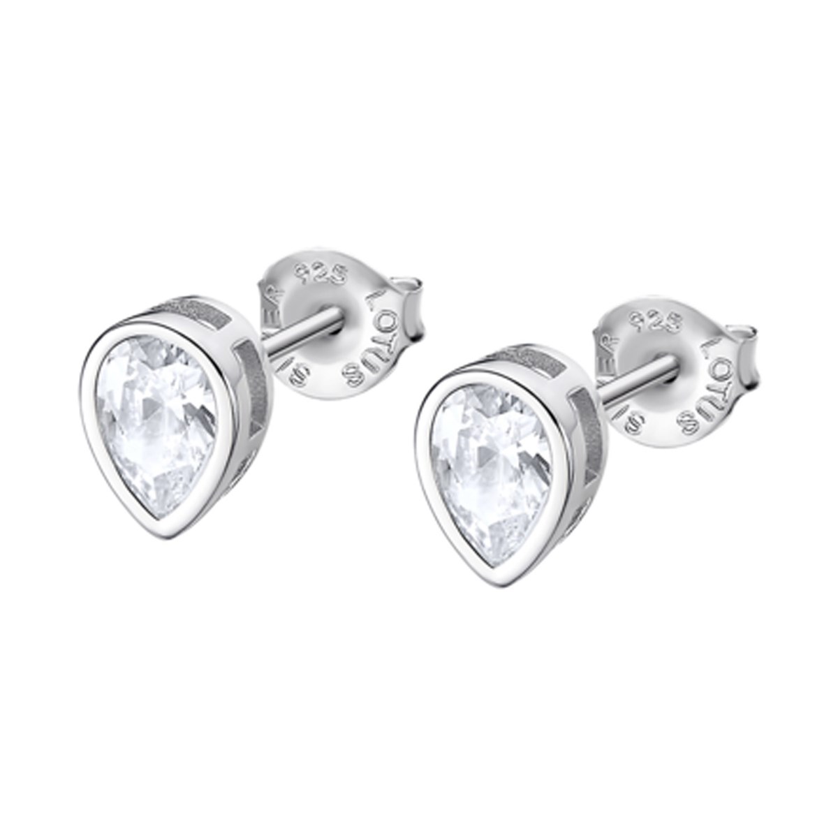Boucles d'oreilles puce Lotus Silver goutte argent