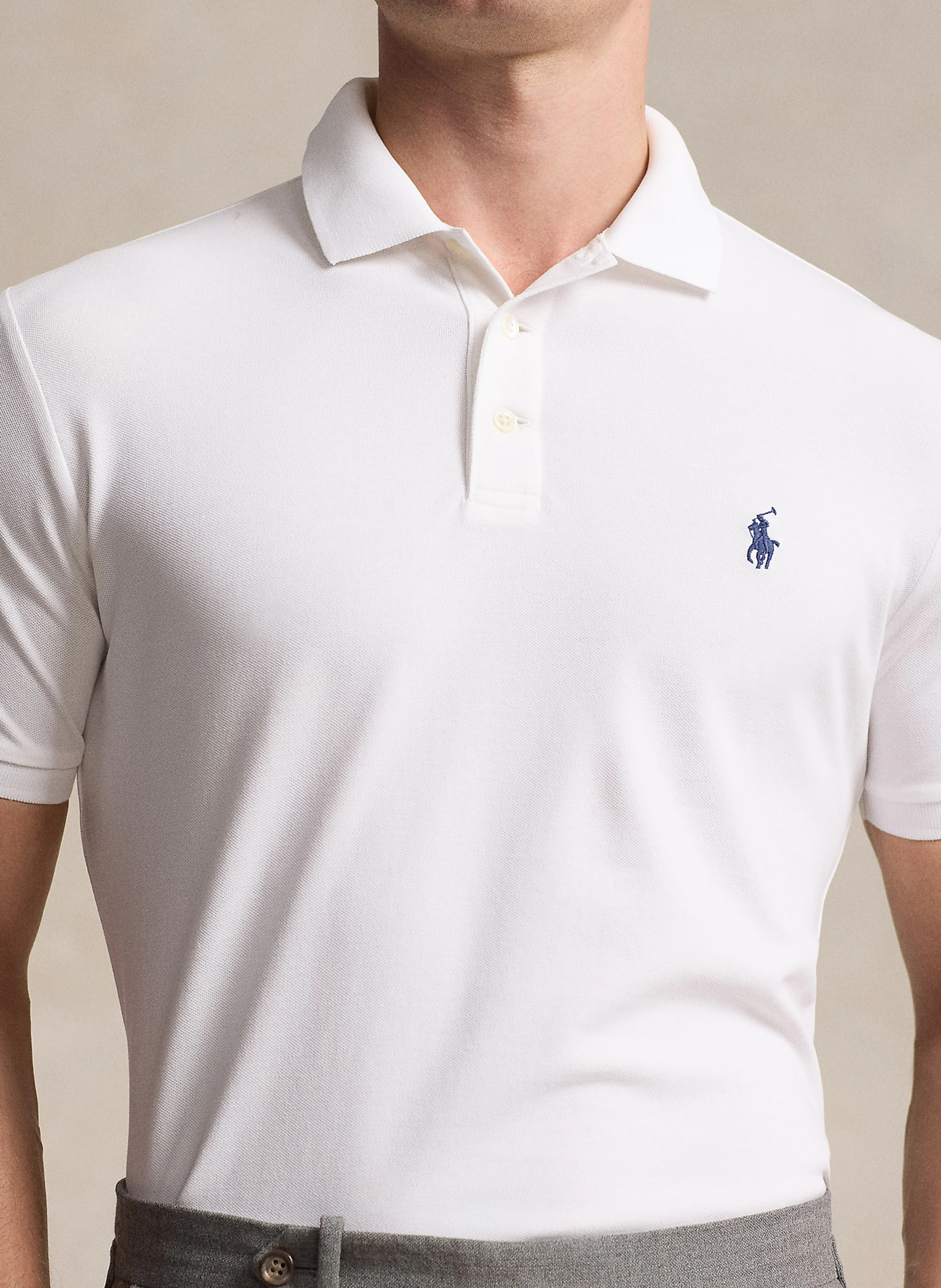 Polo slim-fit en coton mélangé | Blanc