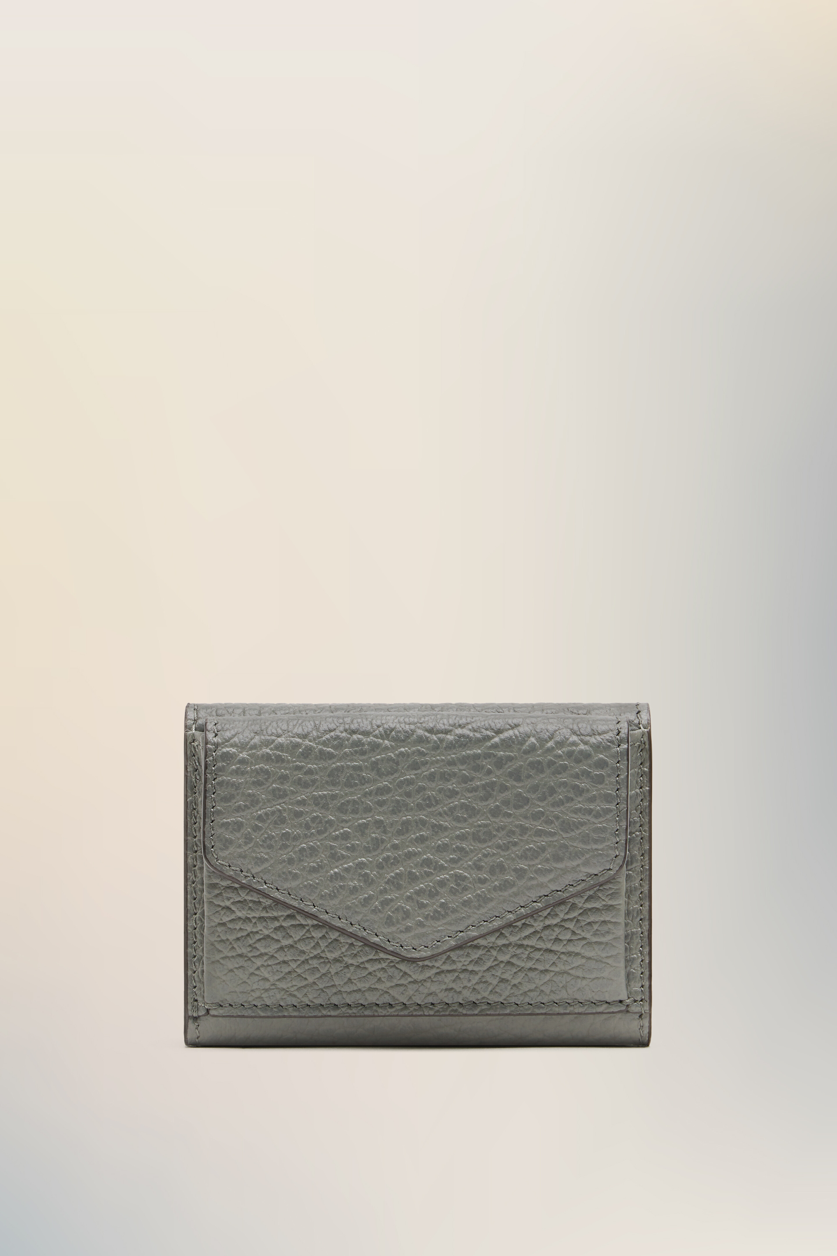 Portefeuille de poche Four stitches gris en cuir Gris caillou