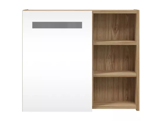 Armoire de salle de bain à miroir avec LED chêne 60x13x52 cm