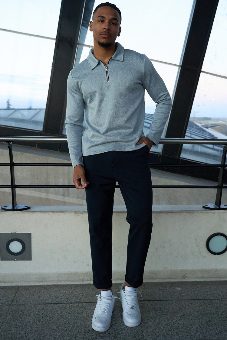 Pull à motif chevron gris