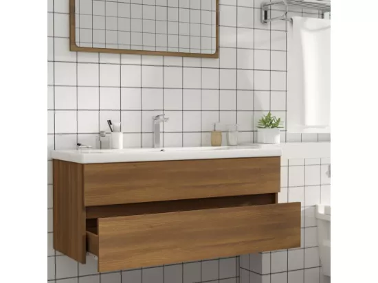 Armoire d'évier Chêne marron 100x38,5x45 cm Bois d'ingénierie