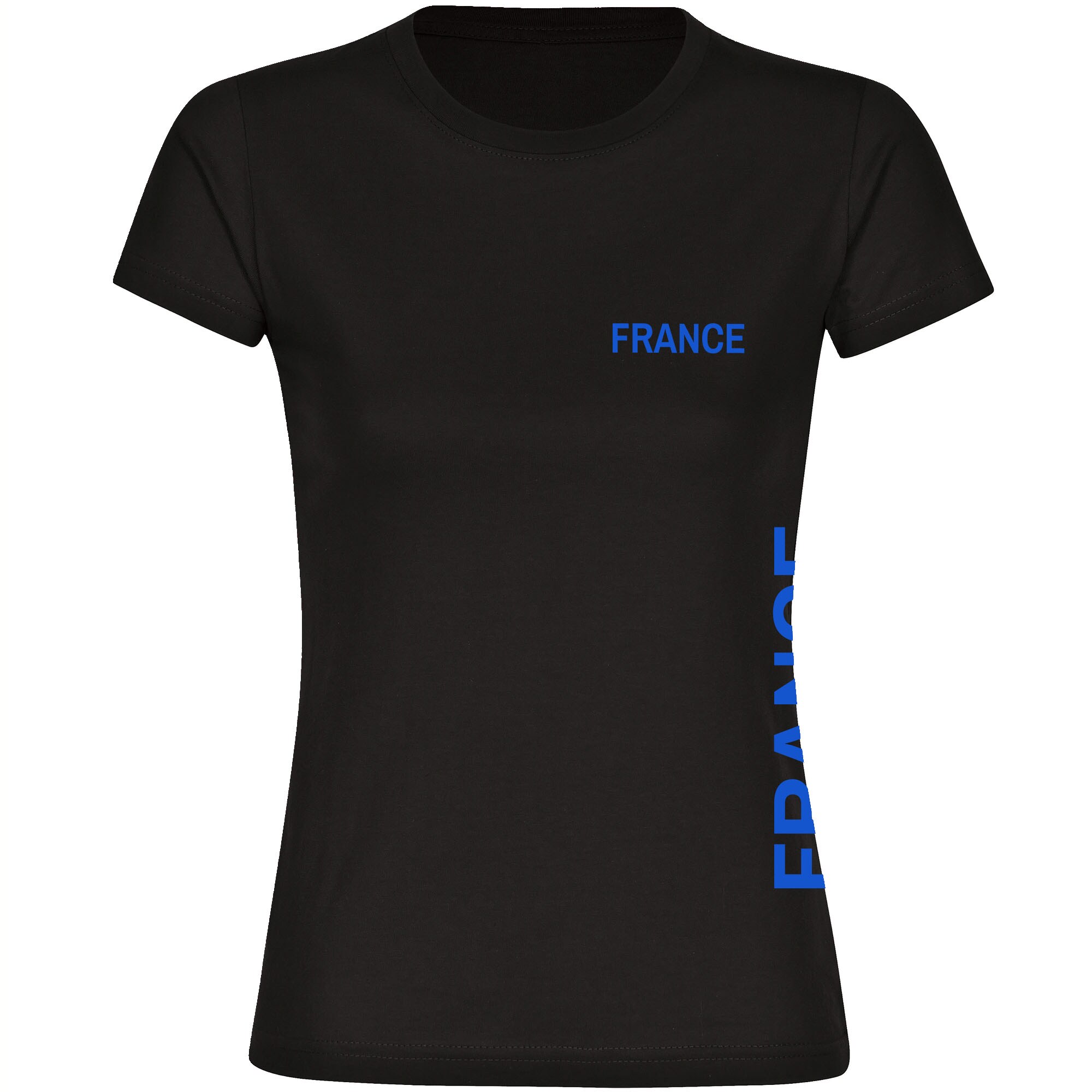 multifanshop® Damen T-Shirt- France - Brust & Seite - Druck blau