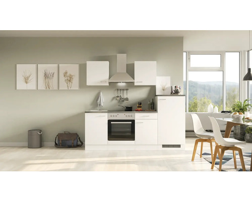 Flex Well keukenblok met apparatuur Lucca 220 cm wit mat gedemonteerde variant omkeerbaar 00011558
