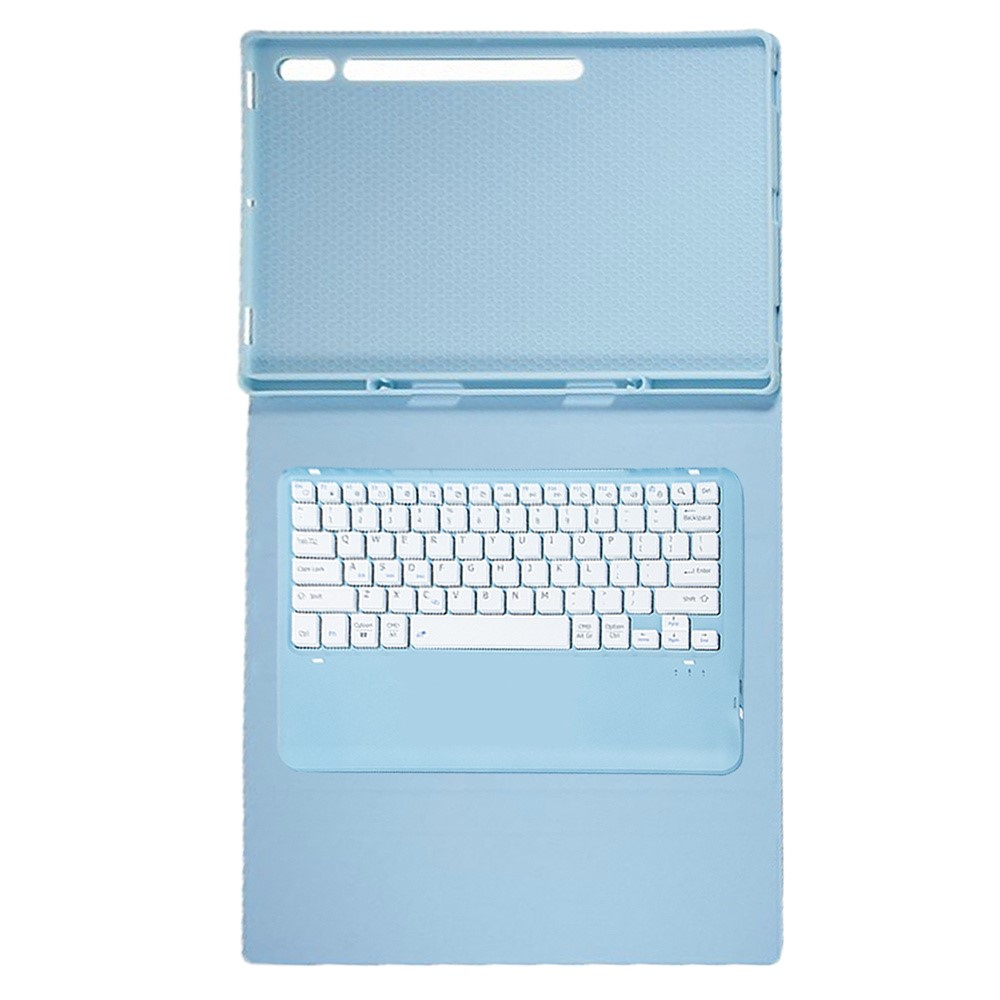 Samsung Galaxy Tab S9 Ultra Leder Tasche mit abnehmbarer Bluetooth Tastatur Keyboard   S-Pen Halterung (QWERTY) - Hellblau