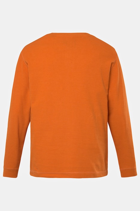 Henley, Langarm, Waffel-Pikee, Rundhals mit Knopfleiste, bis 8 XL