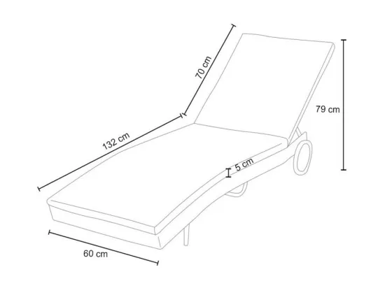 Chaise longue de jardin inclinable en rotin avec roues Cala Rossa