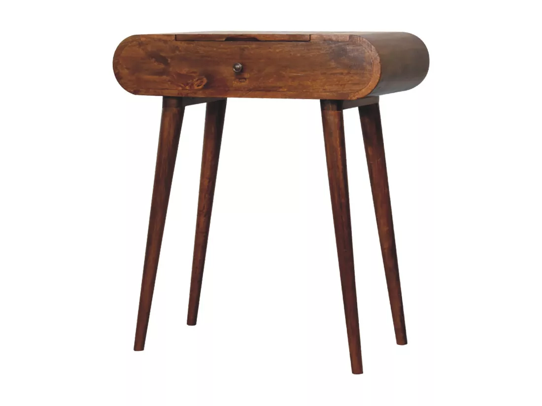 Mini Coiffeuse Pliable Ronde en Châtaignier