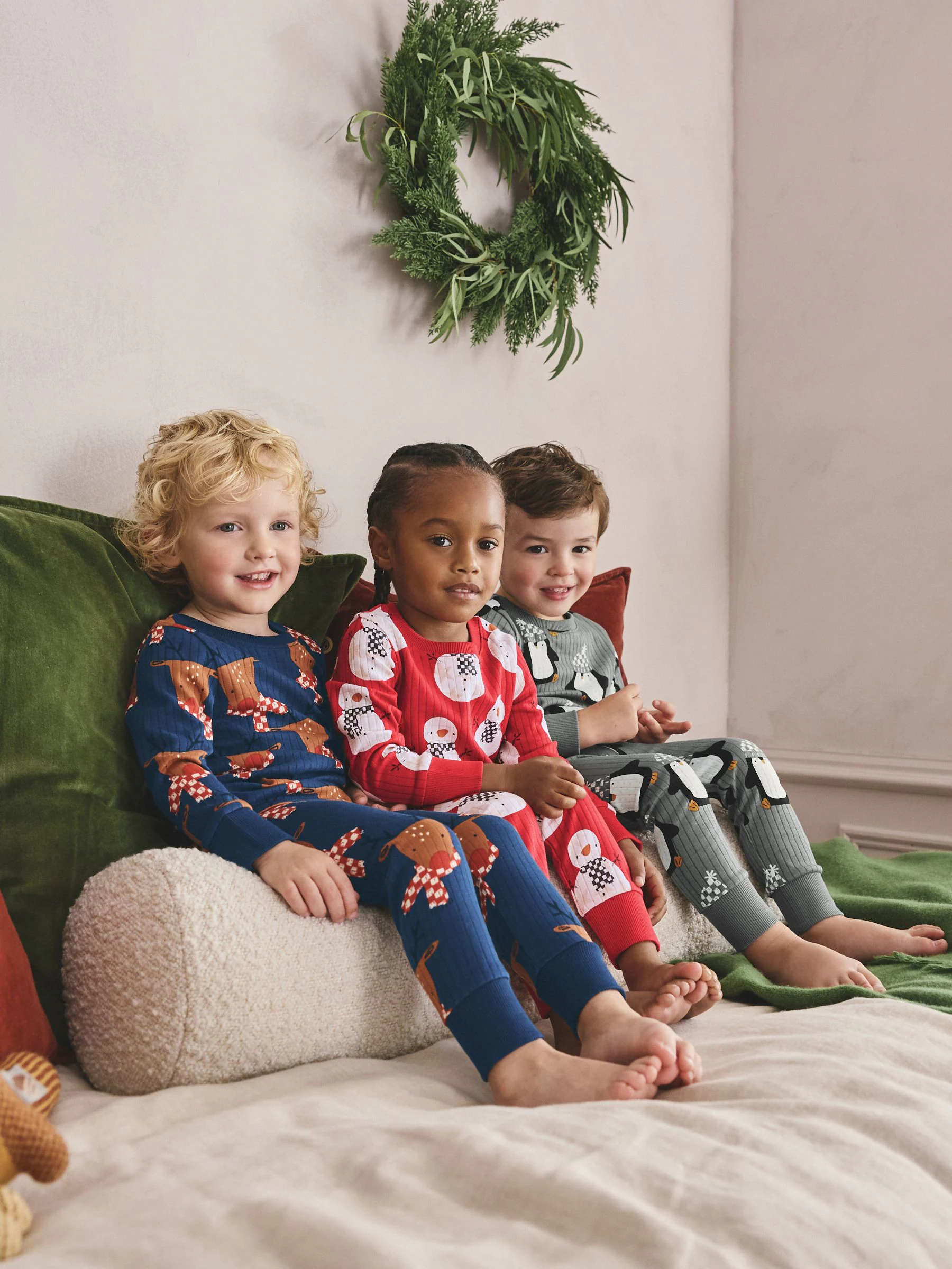 Rood - Set van 3 knusse Kerstmis Pyjama's (9mnd-10jr)